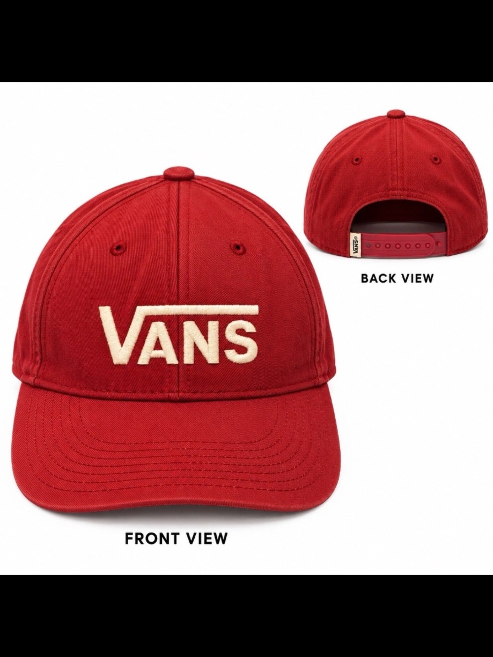 Vans Red Snapback Cap with Cream Logo